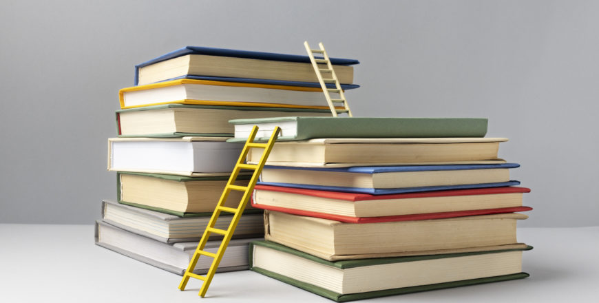 front-view-stacked-books-ladders-education-day